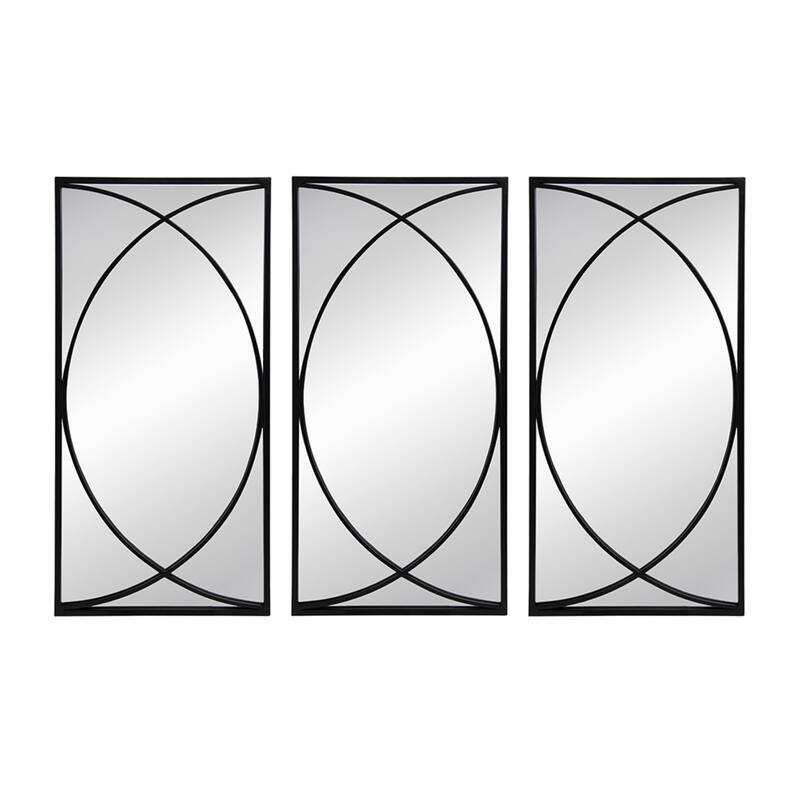 Crossed Ring Frame Wall Mirrors - 32" - Black - Set of 3