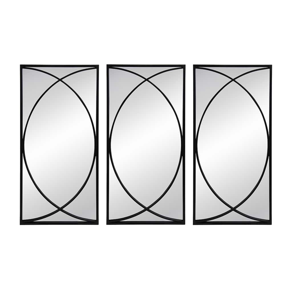 Crossed Ring Frame Wall Mirrors - 32" - Black - Set of 3