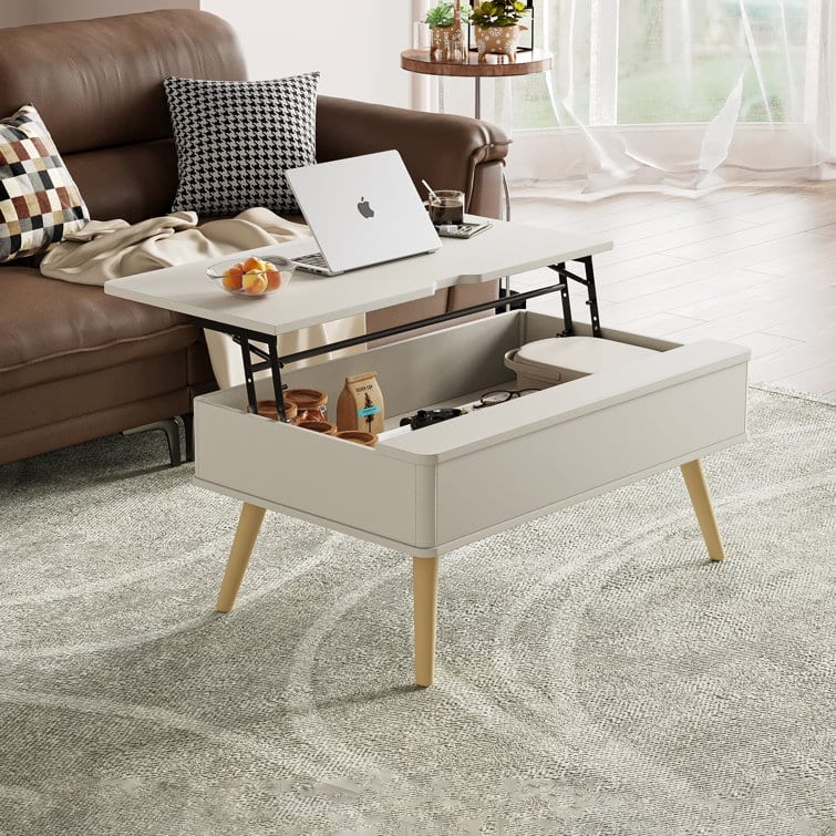 Elevatelux Rectangle Lift Top Square Coffee Table With Storage 37 x 23.5''