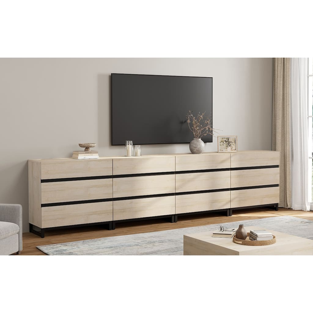 Modern TV Stand for TVs up to 120 inch, 4 in 1 TV Console with 12 Drawers, Media Console Table