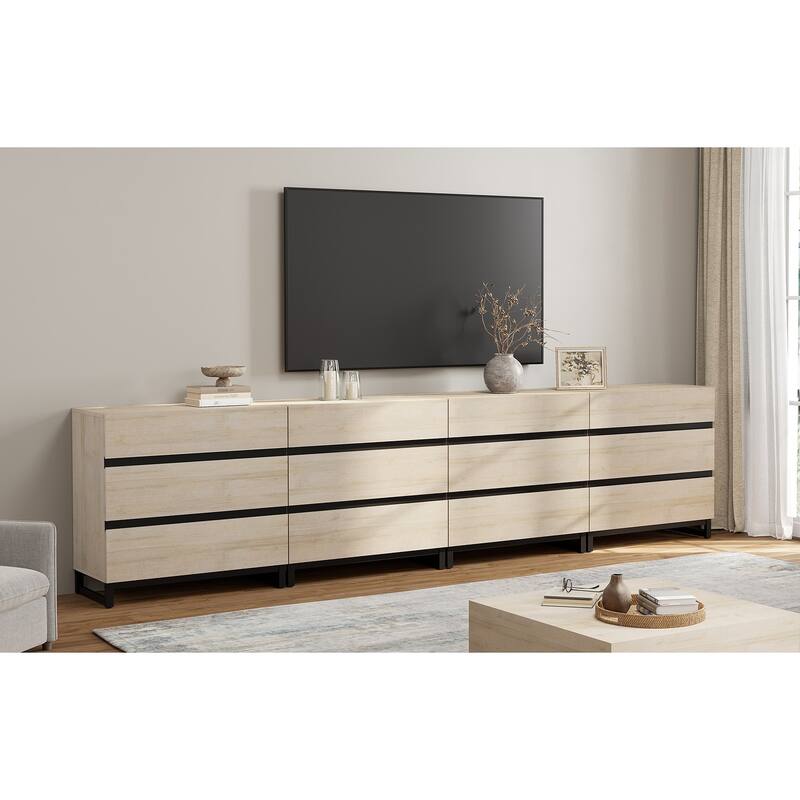 Modern TV Stand for TVs up to 120 inch, 4 in 1 TV Console with 12 Drawers, Media Console Table