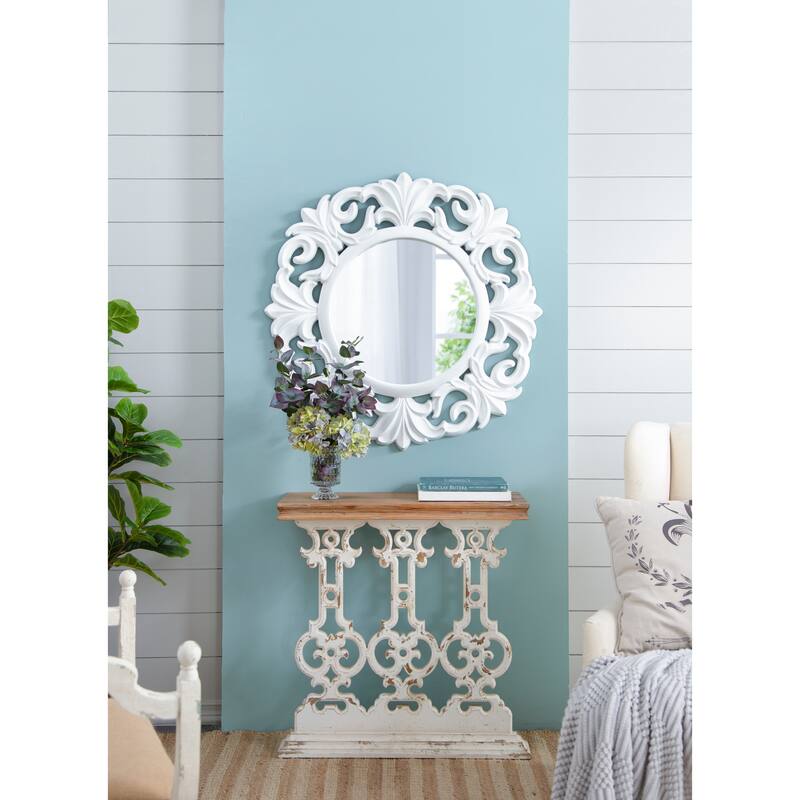 32" x 12" x 32" Classic Vintage Wash Console Table with Wood Top
