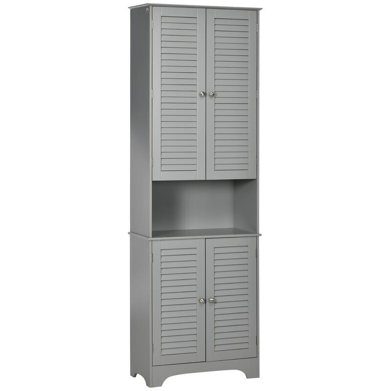 HOMCOM Freestanding Bathroom Storage Cabinet with Shutter Doors and Adjustable Shelves, Toilet Vanity Cabinet