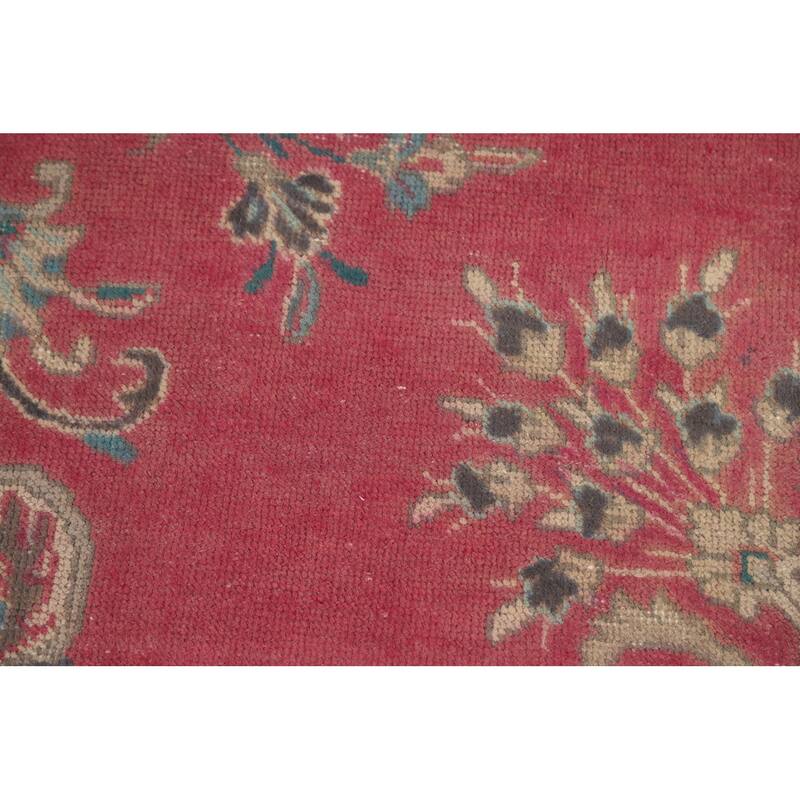 Pink Medallion Tabriz Persian Area Rug Hand-Knotted Wool Carpet - 9'0"x 12'7"