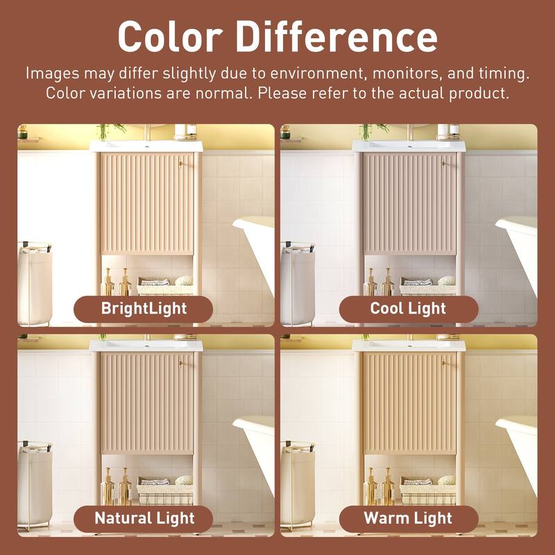 Roomfitters 20" Bathroom Vanity with Ceramic Sink, Freestanding French Style Storage Cabinet with Soft Close Door, Cream White