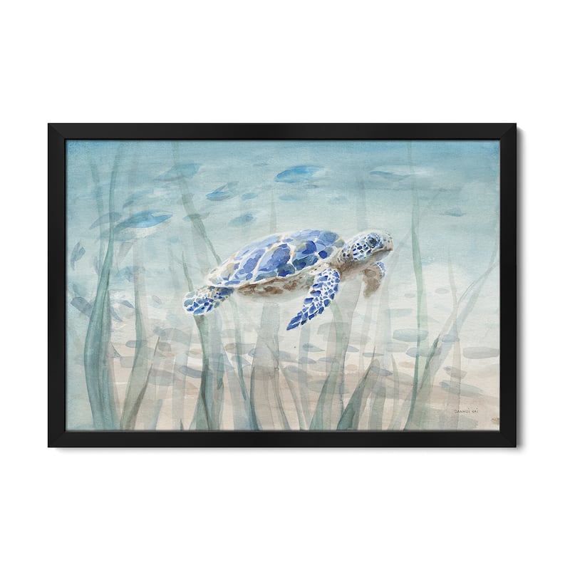 Undersea Turtle Premium Framed Poster by Danhui Nai - Black - 32x24x1