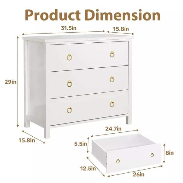 dimension image slide 1 of 7, Drawer Dresser, Modern Clothes Storage Cabinet for Nursery