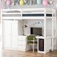 preview thumbnail 2 of 33, Wooden Loft Bed with Built-in Desk,A Wardrobe,Three Drawers,an Open Storage Cabinet,Twin Size