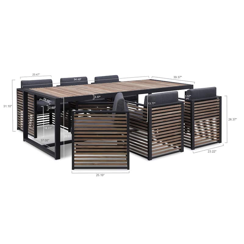 Cadora Teak 6 - Person Rectangular Outdoor Dining Set with Custom Cover - N/A