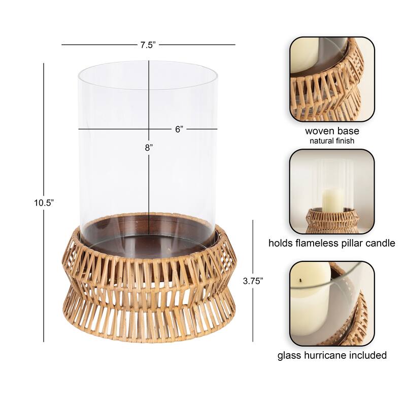Kate and Laurel Rashana Rattan Pillar Candle Holder - 8x8x11