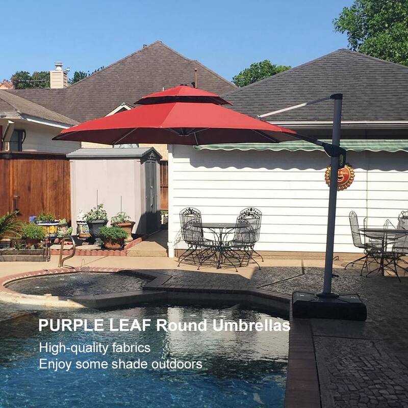 PURPLE LEAF Double Top Round Patio Large Cantilever 360 Degree Rotation 10/11/12/13ft Outdoor Classic Umbrella