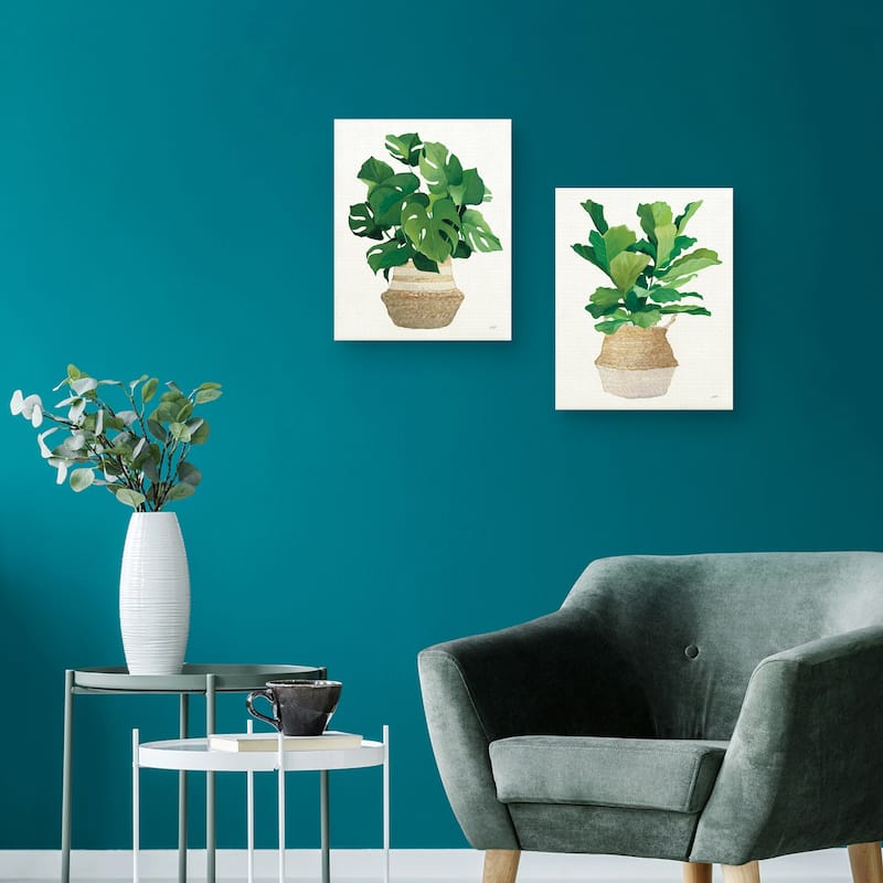 Woven Palm I, II Neutral Canvas Art Prints