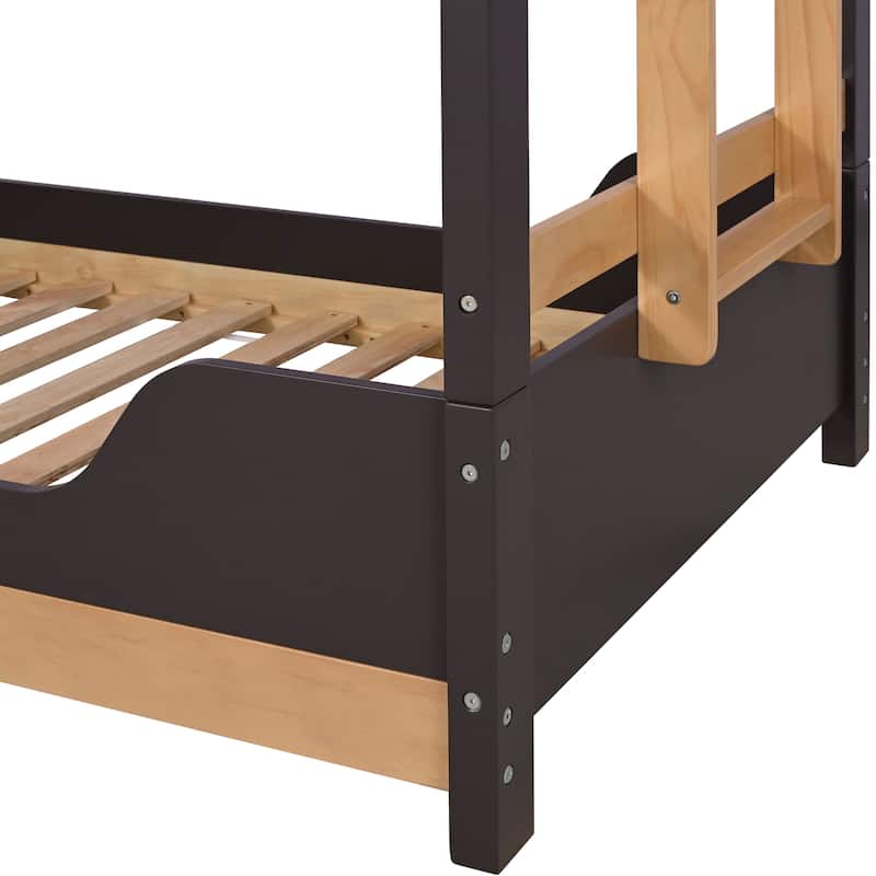 Furniture of America Zyric Purple Mauve Solid Wood Twin over Twin Low Profile Bunk Bed