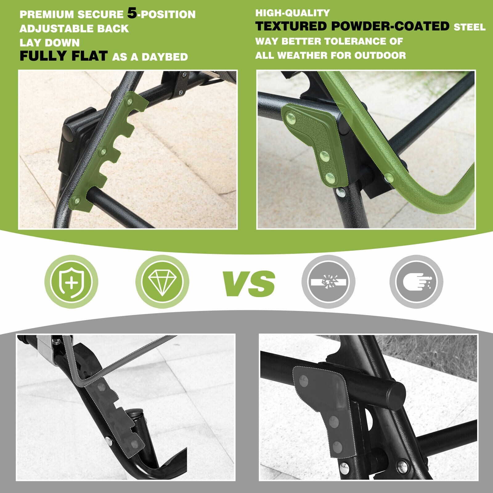 VEIKOUS Outdoor Patio Chaise Lounge for Poolside Tanning and Relaxation-image