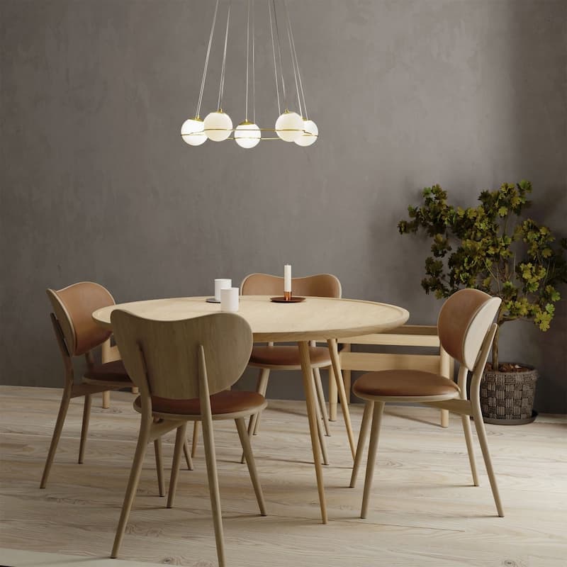 Arissa 5 Light Glass Mid-Century Modern Gold Chandelier - 32 x 78