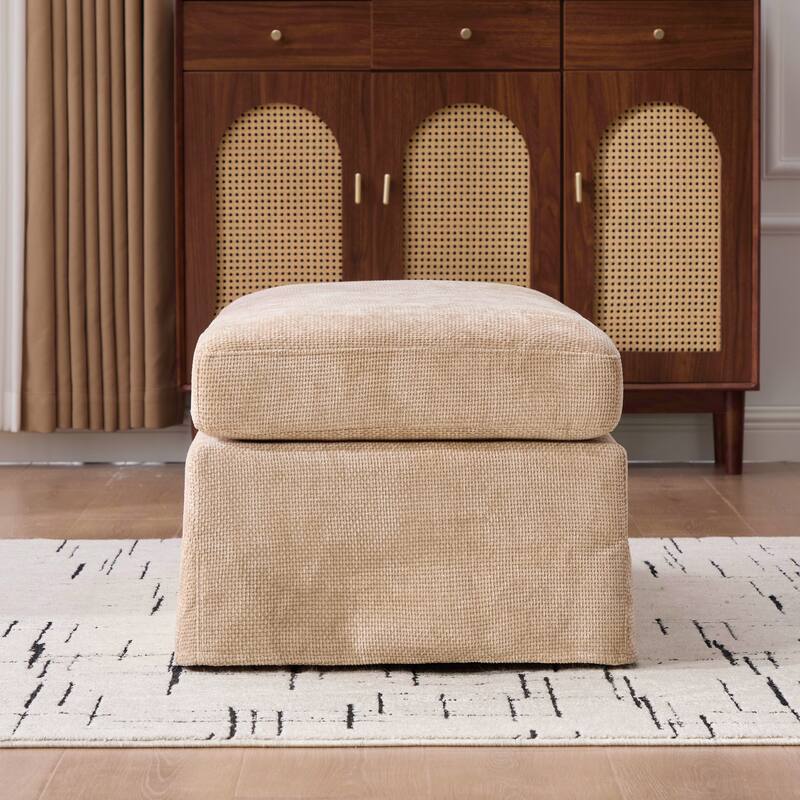 46"W Modern Chenille Storage Ottoman