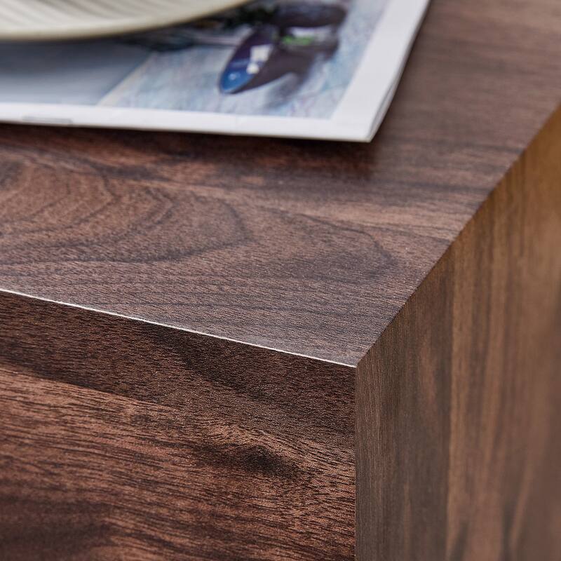 Modern Minimalist Coffee Table, Luxury Coffee Table, Stylish Coffee Table with Walnut Wood Grain Sticker, for Living Room