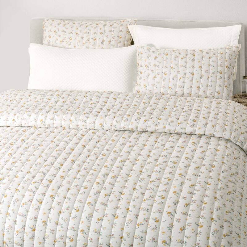 Wonderful Cotton Voile Quilt Set 3 Piece Floral Printed