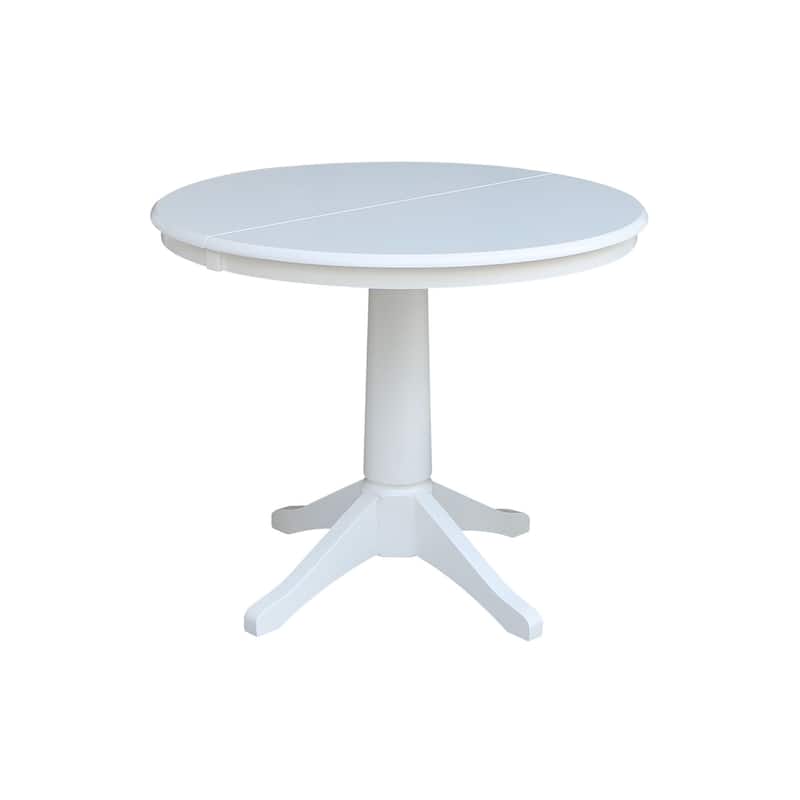 36" Round Top Pedestal Table w/12" Leaf - 30.1"H - White