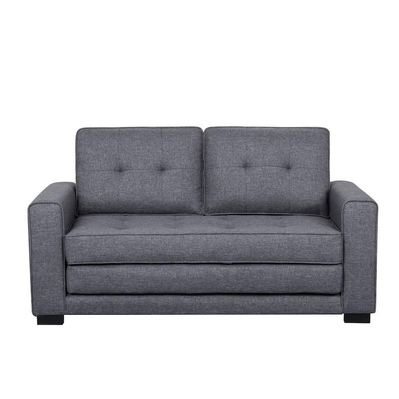 Daisy Modern Fabric Loveseat and Sofa Bed - Dark Grey