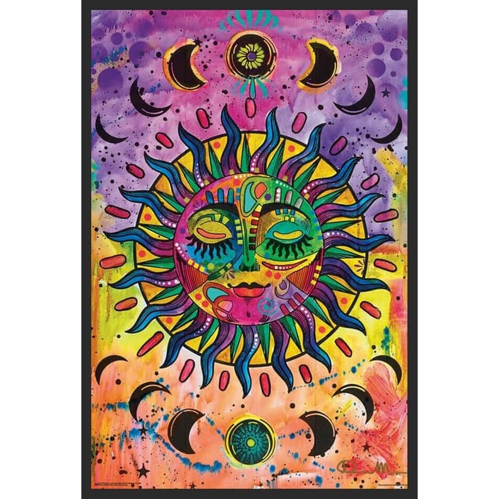 Sun Artwork by Dean Russo Framed Poster - 24 x 36 Inch