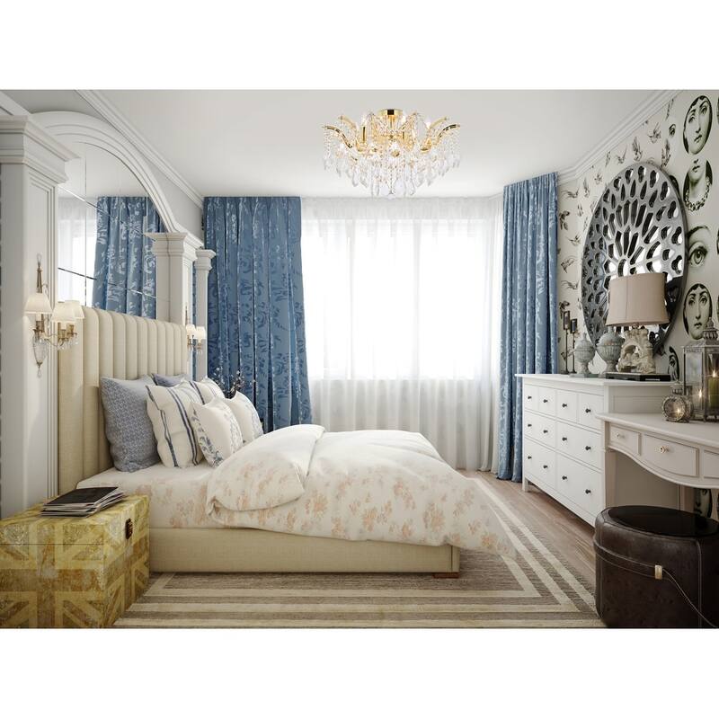 Fleur Illumination Flush Mount D:24in H:17.5in Lt:6 Gold Finish