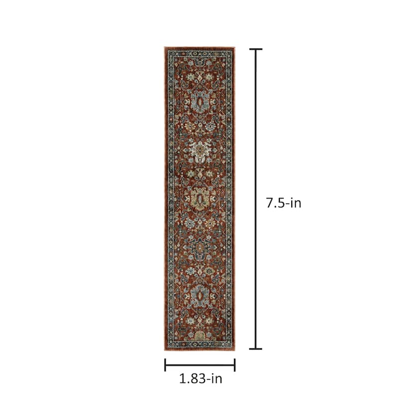 Tessa Updated Classic Rust Red/Blue Area Rug