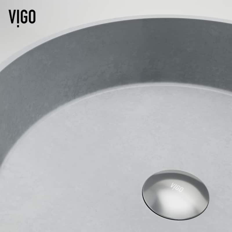 VIGO Windsor 16"L x 16"W Concrete Vessel Sink and Ashford 11"H Faucet Set