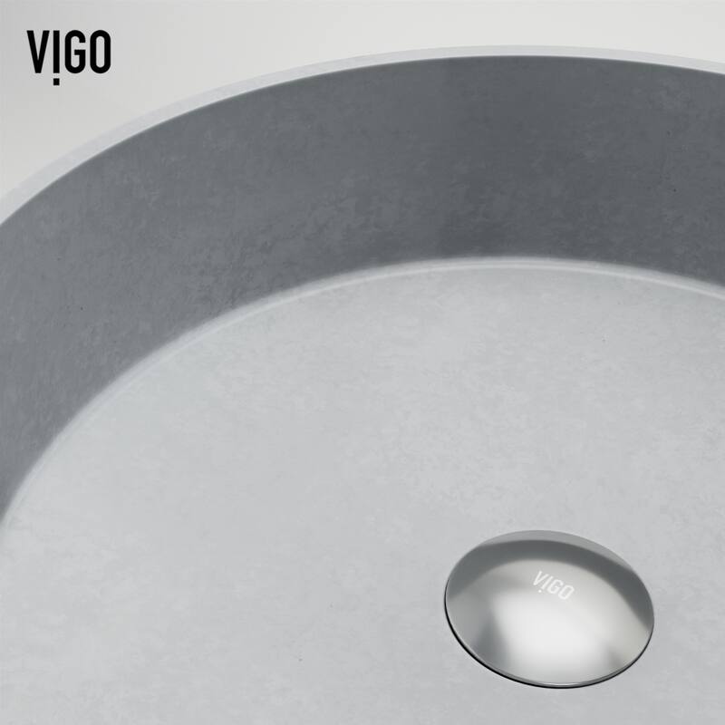 VIGO Windsor 16"L x 16"W x 5"H Concreto Stone Round Bathroom Vessel Sink