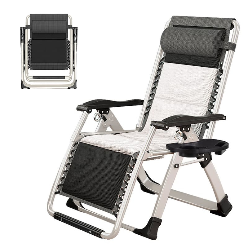 DoCred Zero Gravity Chair, Folding Adjustable Patio Lounge Chair - White