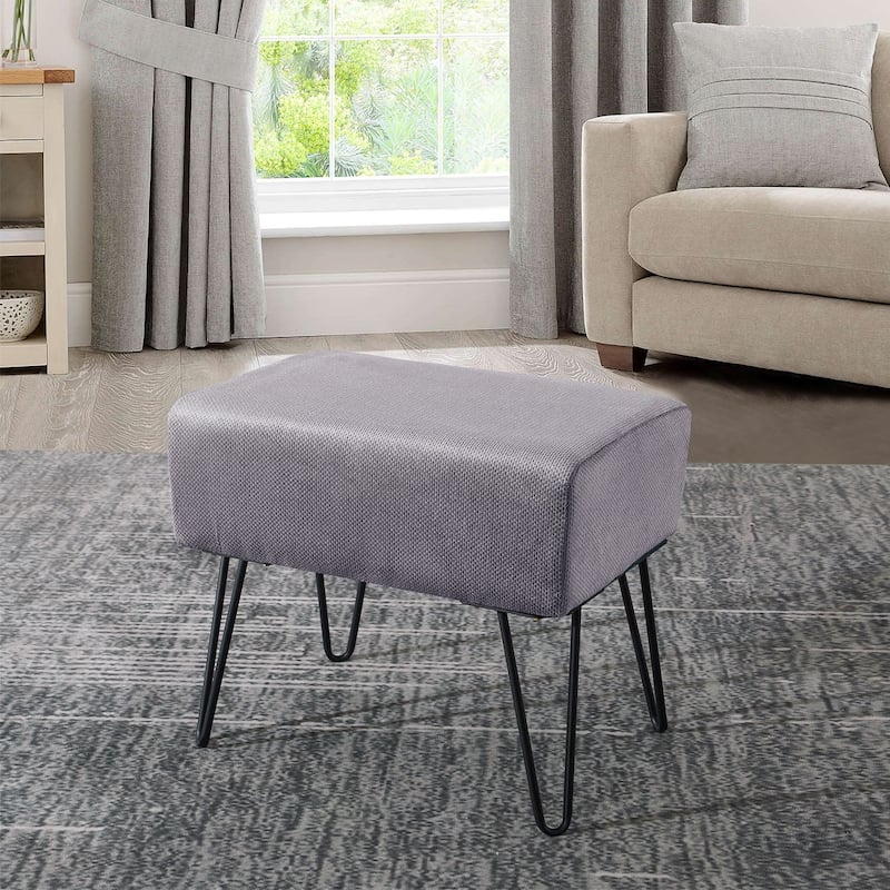Serenta Milliken Plush Ottoman, 19" x 13" x 17" H