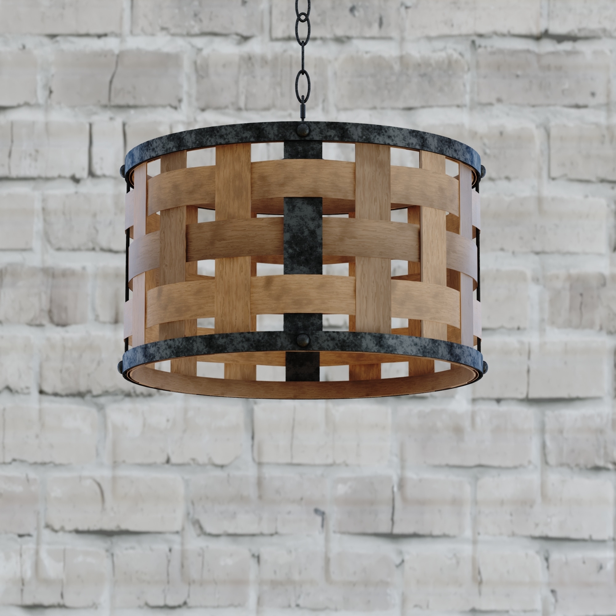 Wood sales drum pendant