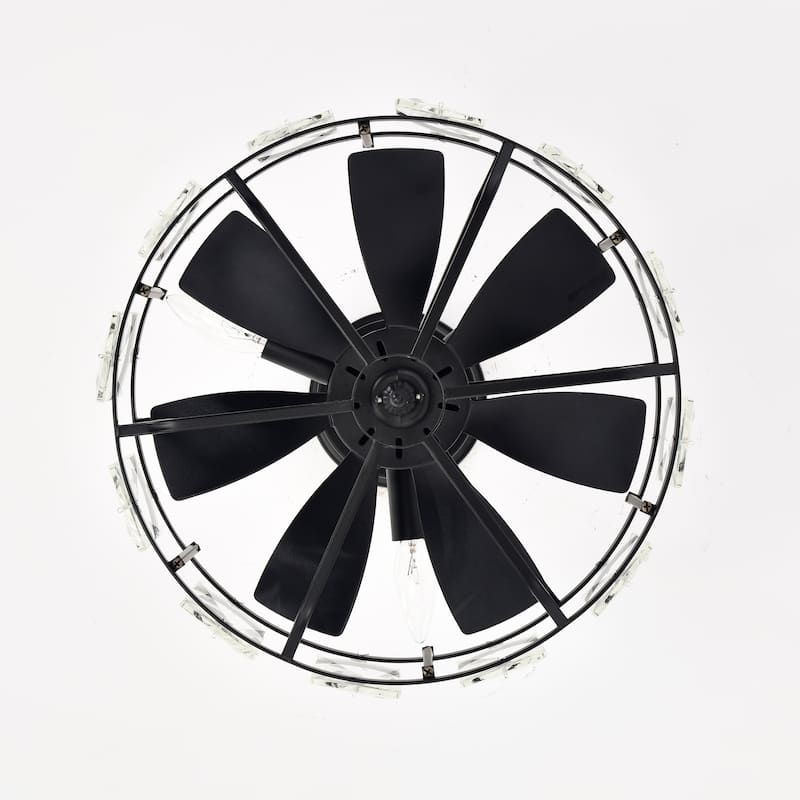 16 Inch Matte Black Crystal Shade Fandelier
