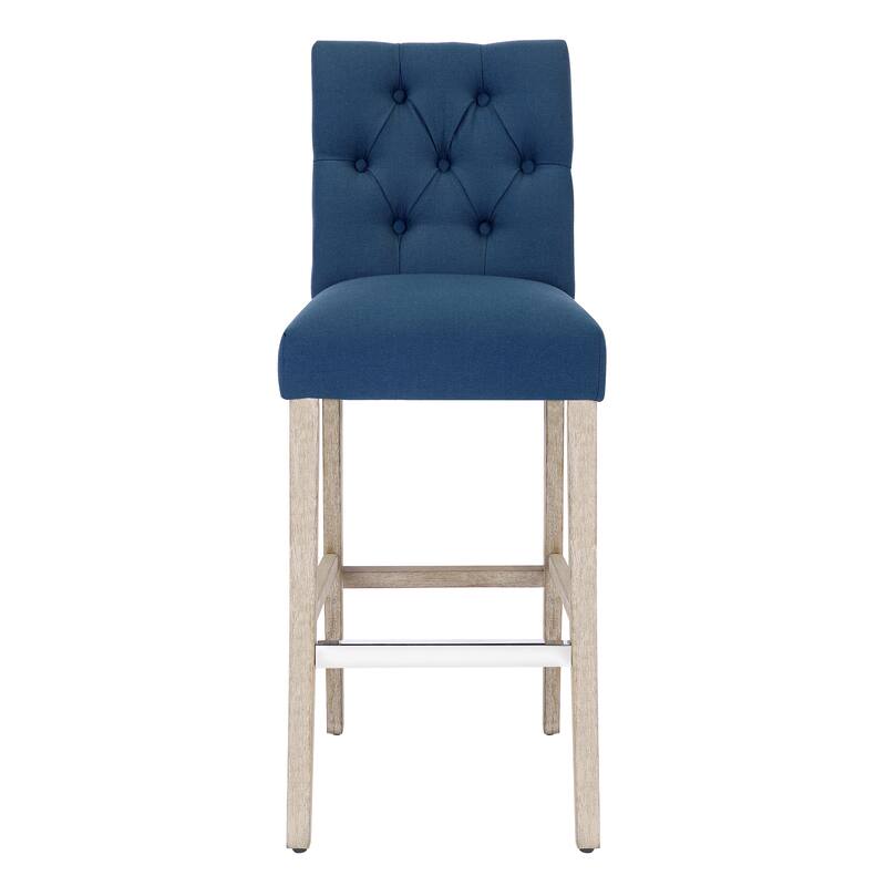 Carter 29" Button Tufted Bar Stool (Set of 2) Antique Gray Finish