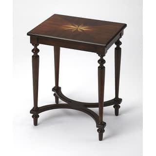Tyler 18 in. W Rectangular Wood Side Table with 4-Way Match Veneer Inlay