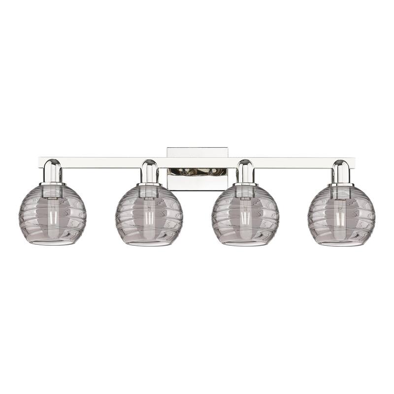 Innovations Lighting 716-4W-9-36 Athens Deco Swirl Vanity Athens Deco - Polished Nickel / Light Smoke Deco Swirl