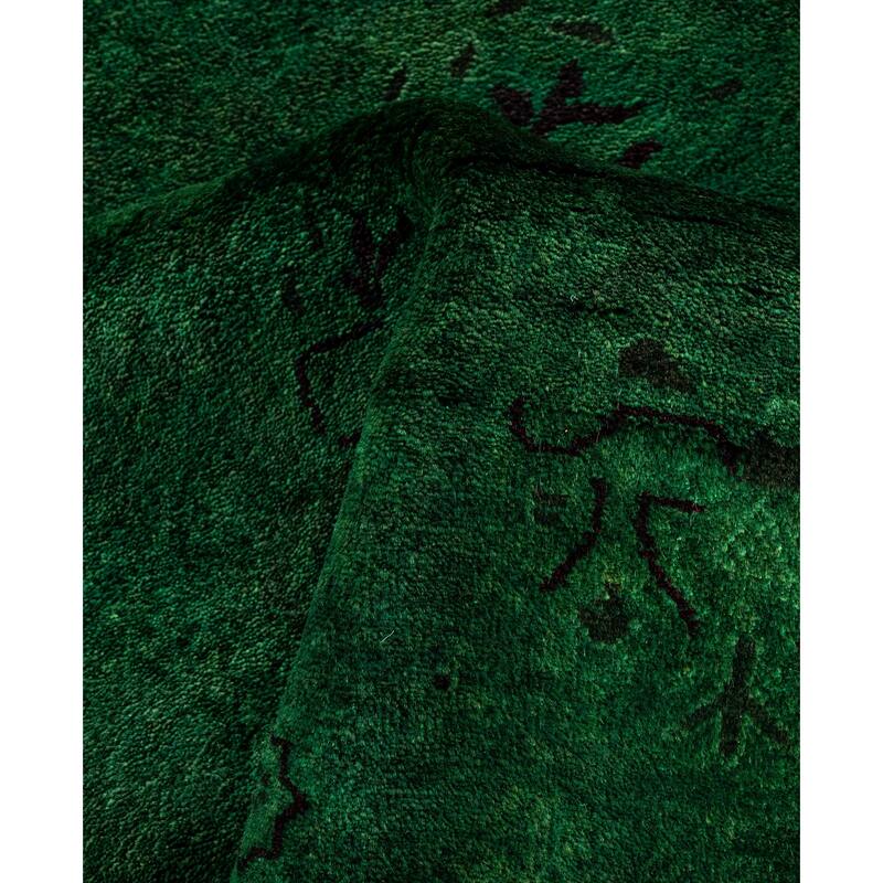 Overdyed One-of-a-Kind Hand-Knotted Area Rug - Green - 3' 1" x 13' 6"