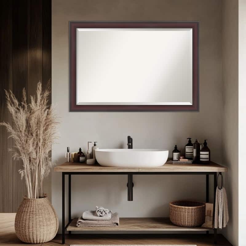 Grand Narrow Beveled Framed Bathroom Vanity Wall Mirror