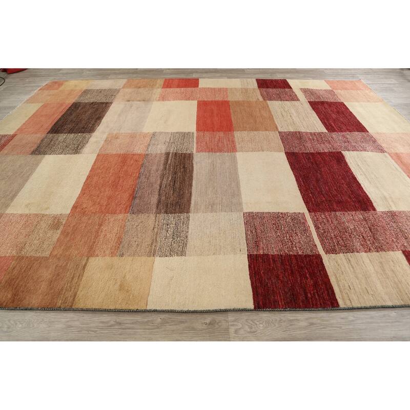 Hand Knotted Oriental 100% Wool Carpet Tribal All-Over Multi-Colored Gabbeh (kashkoli) Area Rug - 11' 8'' X 9' 2''