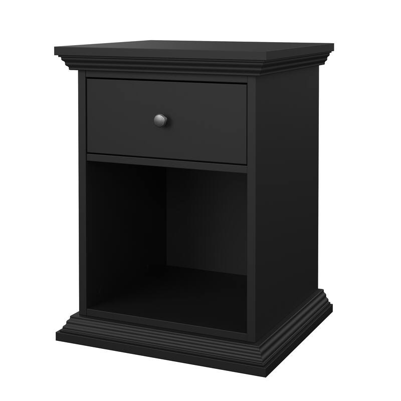Porch & Den North Nightstand 1 Drawer and Open Storage - Matte Black