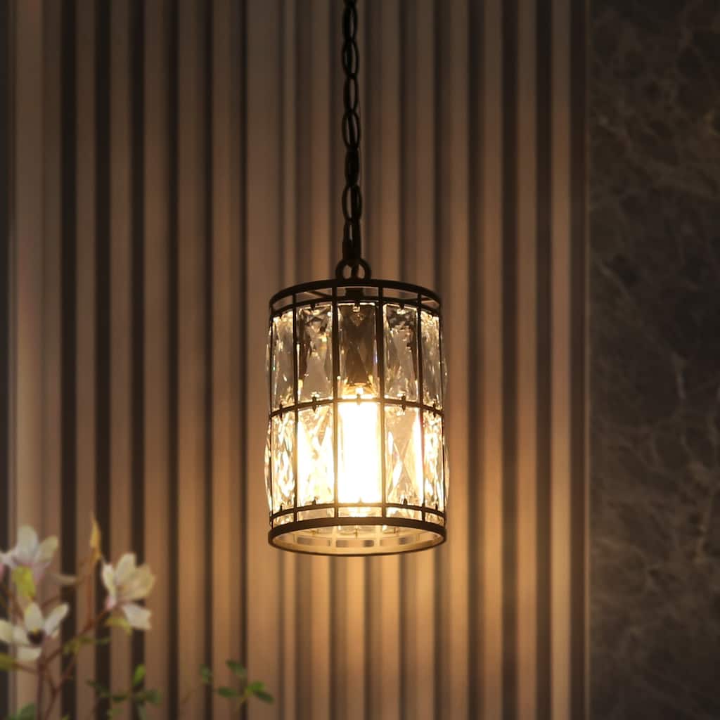 Cirstal Modern Crystal 1-Light Pendant Kitchen Island Light for Dining Room - D5.5"xH10"