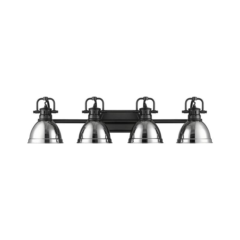 Yep by Golden Lighting Duncan 4-light Vanity in Matte Black and Chrome shade