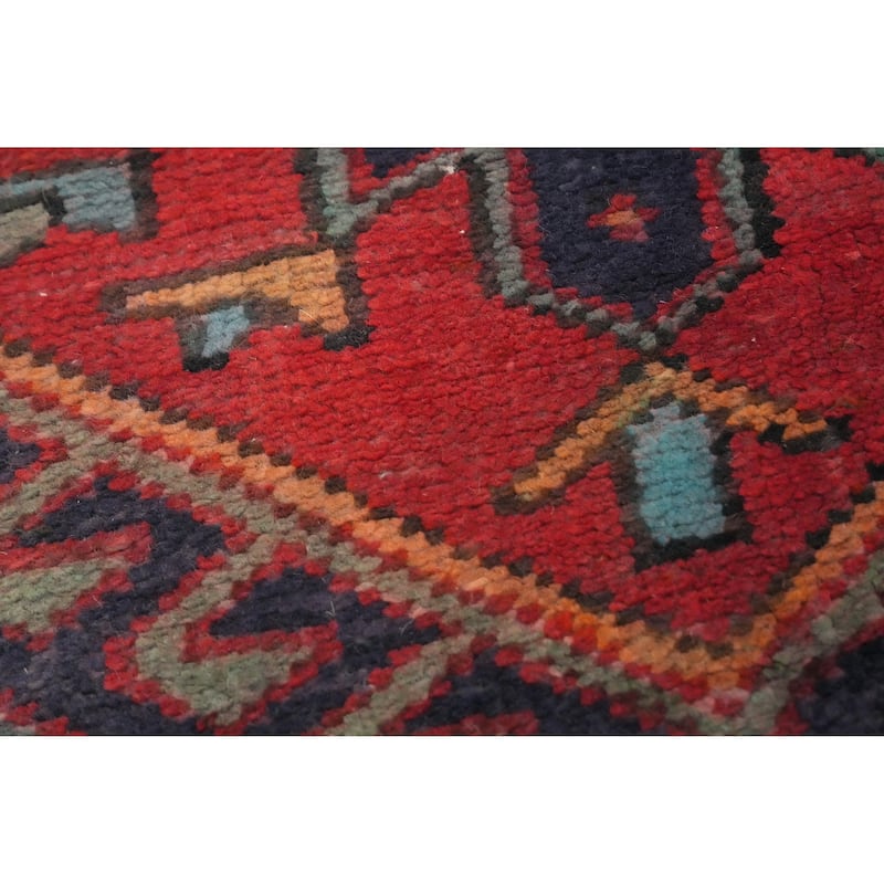 Hand Knotted Oriental 100% Wool Carpet Traditional Tribal Navy Blue & Blues Ardebil Runner Rug - 10' 0'' X 3' 2''