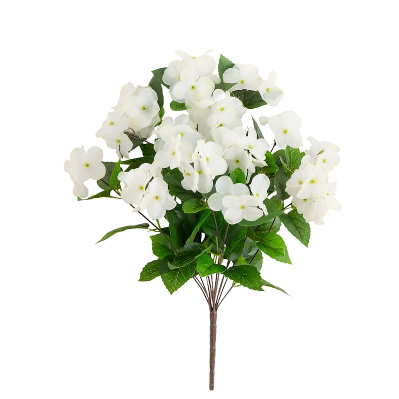 19-in UV Resistant Artificial Hydrangea Bush - Set of 3