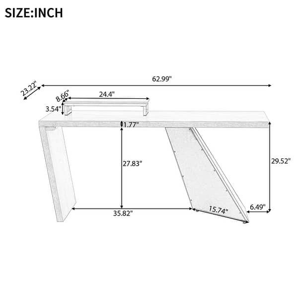 Modern Writing Computer Desk with Monitor Stand and Angled Legs for Home Office and Apartment or Workspace Use