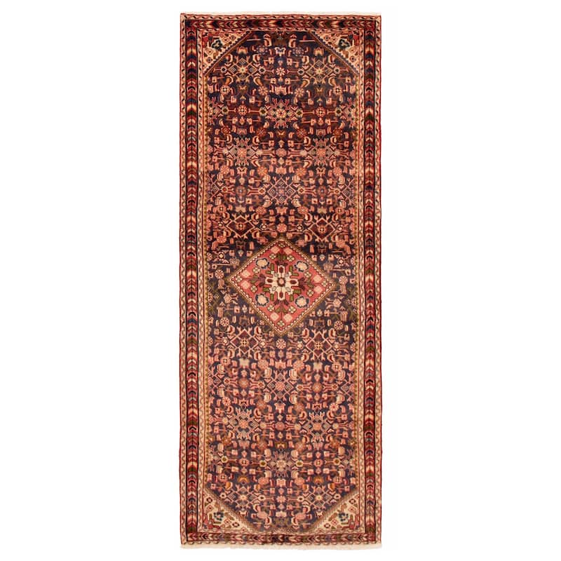 ECARPETGALLERY Hand-knotted Andelz Navy Wool Rug - 3'9 x 10'2 - Dark Navy - 3'9 x 10'2
