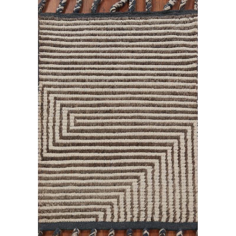 Moroccan Modern Foyer Rug Handmade Wool Carpet - 2'0"x 3'0" - Ivory / Beige - 2'0"x 3'0"