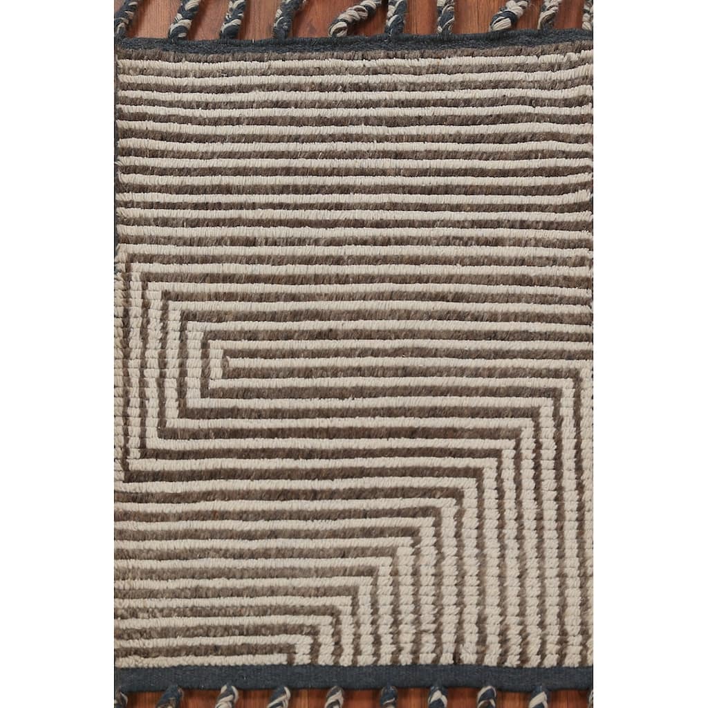 Moroccan Modern Foyer Rug Handmade Wool Carpet - 2'0"x 3'0"
