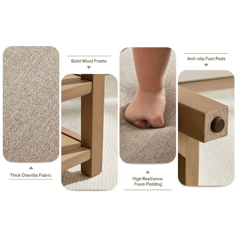 HUIMO Multi-Functional Solid Wood Bench with Storage Shelves 46in/39in/31in