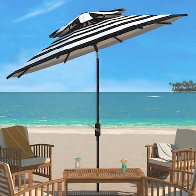 SAFAVIEH Outdoor Diljana Fashion Line 9Ft Double Top Umbrella, Base Not Included